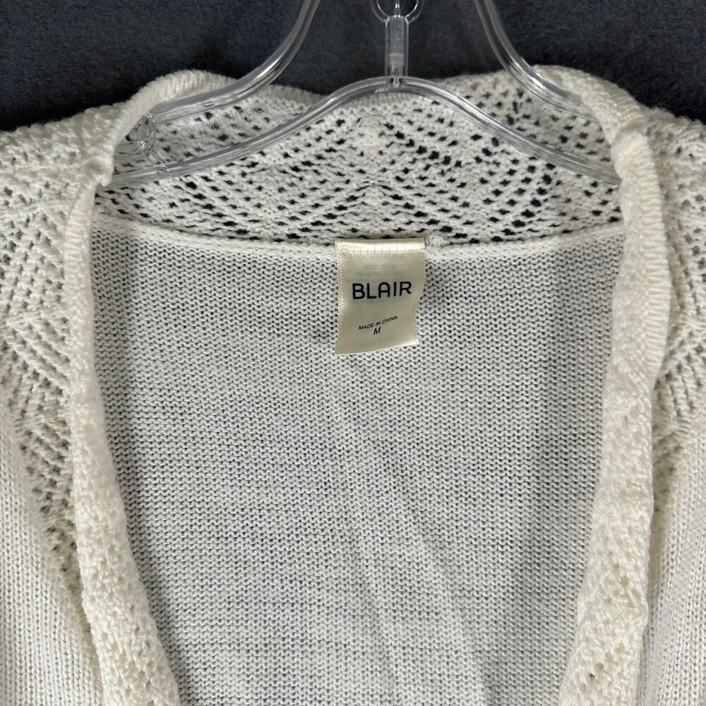 Vtg Blair Womens Medium Cream Scalloped Crochet Shrug Sweater Cardigan‎ - Picture 2 of 8